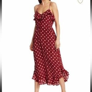 Zimmermann size 3 / US 8-10 Large silk midi dress red and pink polka dot